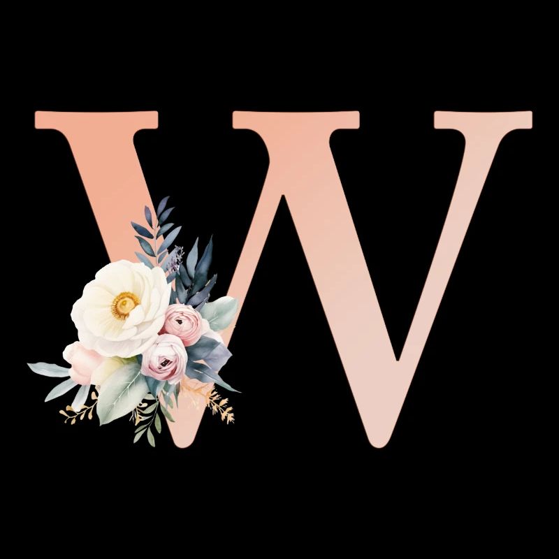 W Monogramm , Floral, Boho