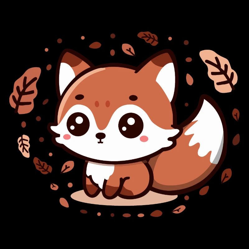 Autumn Charm: Chibi Fox with Fluffy Tail