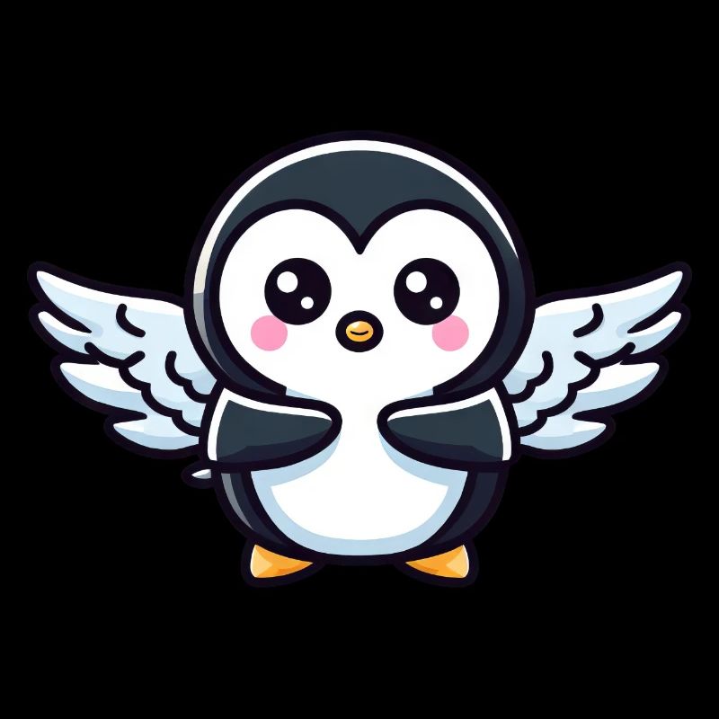 Celestial penguin flapping wings in the freezing cold