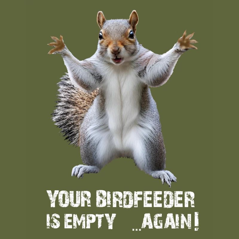 SQUIRREL, YOUR BIRDFEEDER IS EMPTY AGAIN!