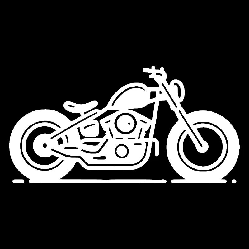 Minimalist Bobber Motorcycle - Line Art White