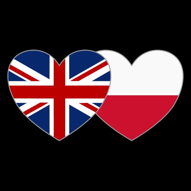 Great Britain Poland Flag Heart