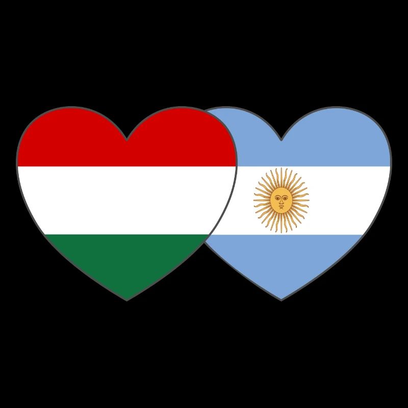 Hungary Argentina Flag Heart