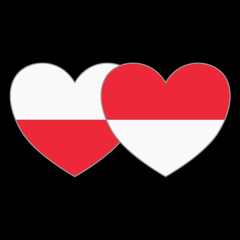 Poland Indonesia Flag Heart