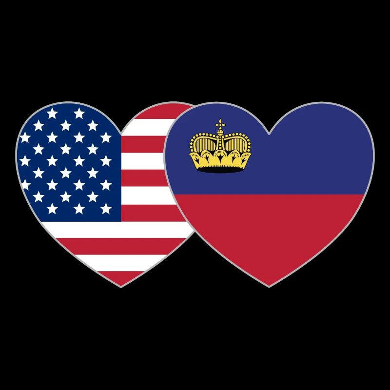 USA Liechtenstein Flag Heart