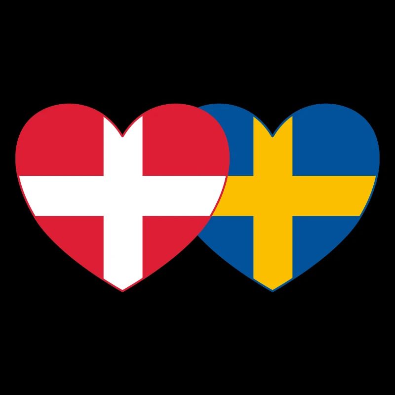 Denmark Sweden Flag Heart