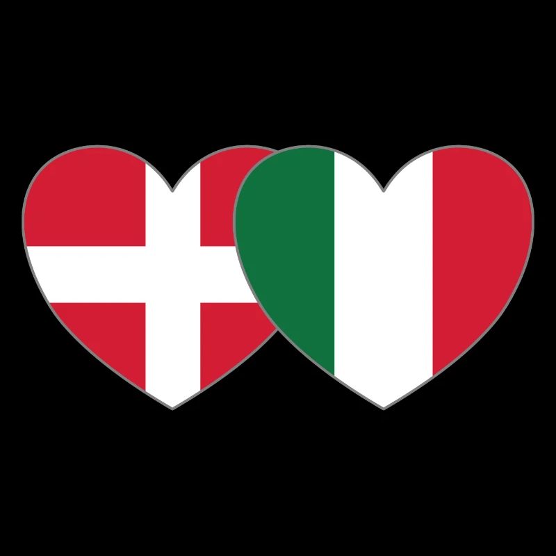 Denmark Italy Flag Heart