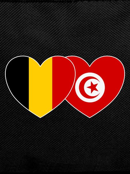 Belgium Tunisia Flag Heart