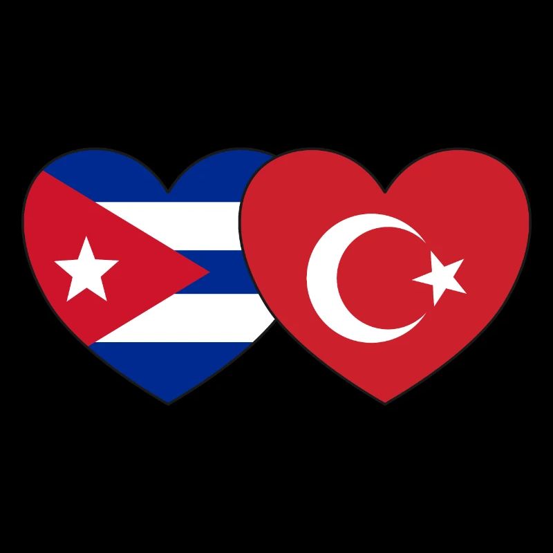 Cuba Turkey Flag Heart