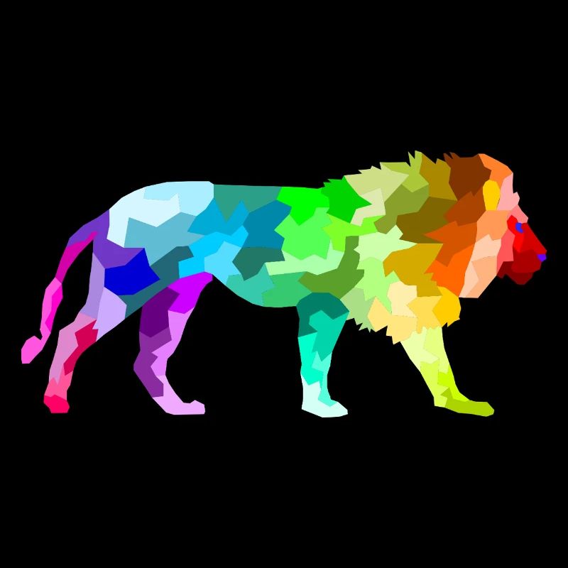 Bunter Regenbogen Löwe Polygon Tiere