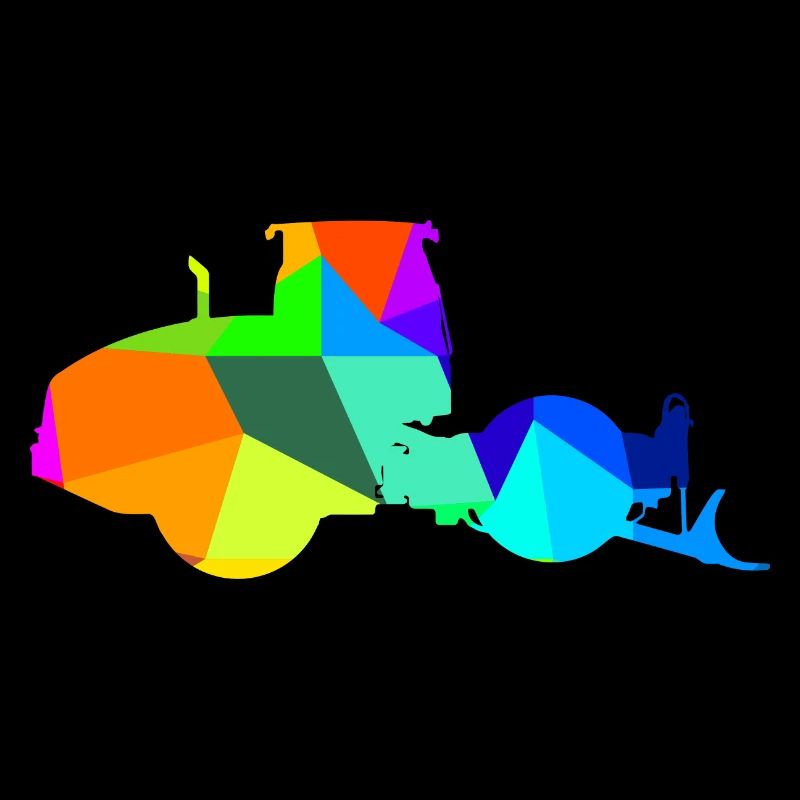 Steamroller Rainbow Polygon Construction Vehicle