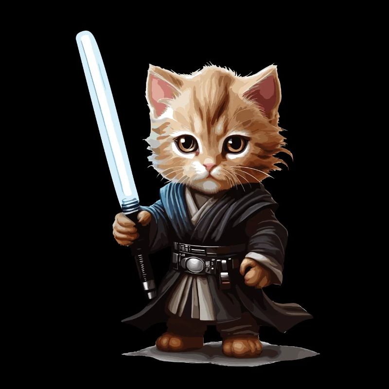 Cute cat with lightsaber