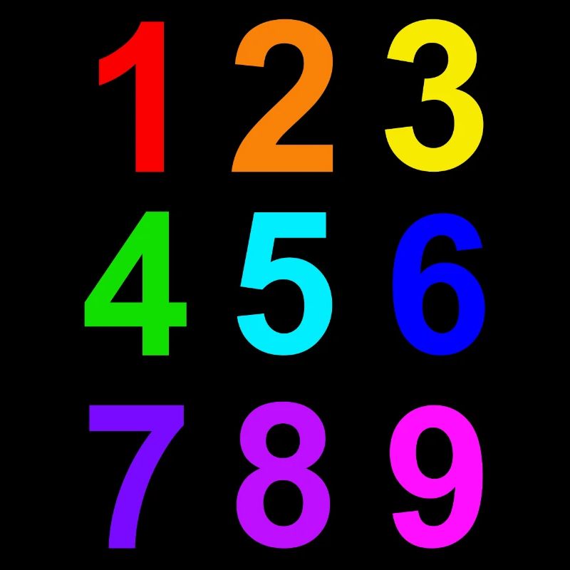 Zahlen 1 bis 9 Farben lernen