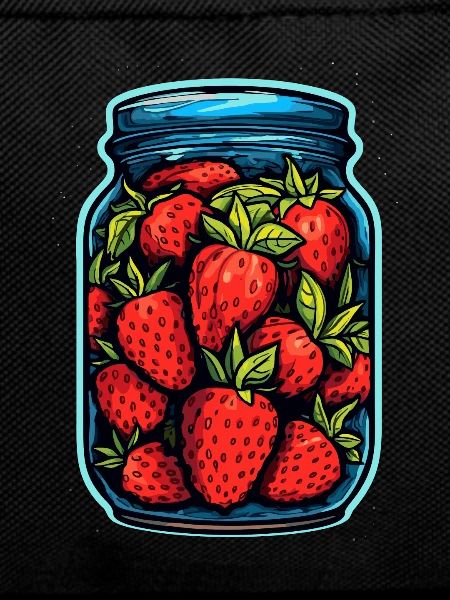 Glass jar with strawberries