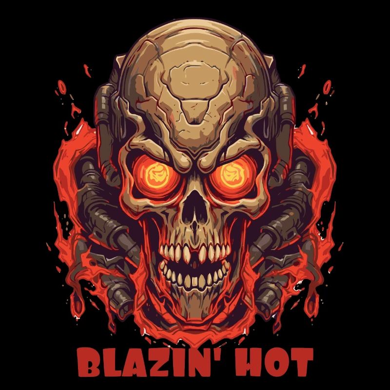 Flaming Hot Fire Skull Skull