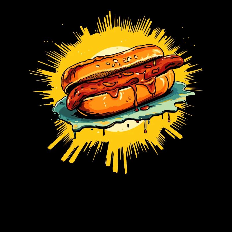 Der Heiligenschein der mächtigen Wurst im Brötchen