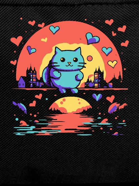 A happy cat and hearts