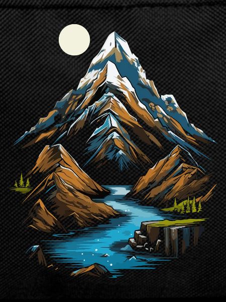 Mountain peaks in the moonlight