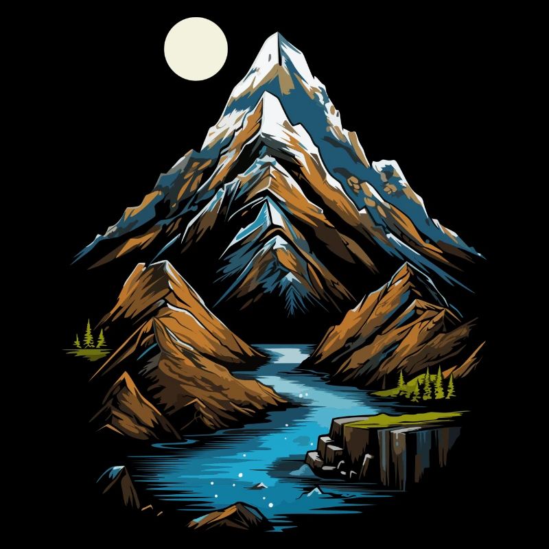 Mountain peaks in the moonlight