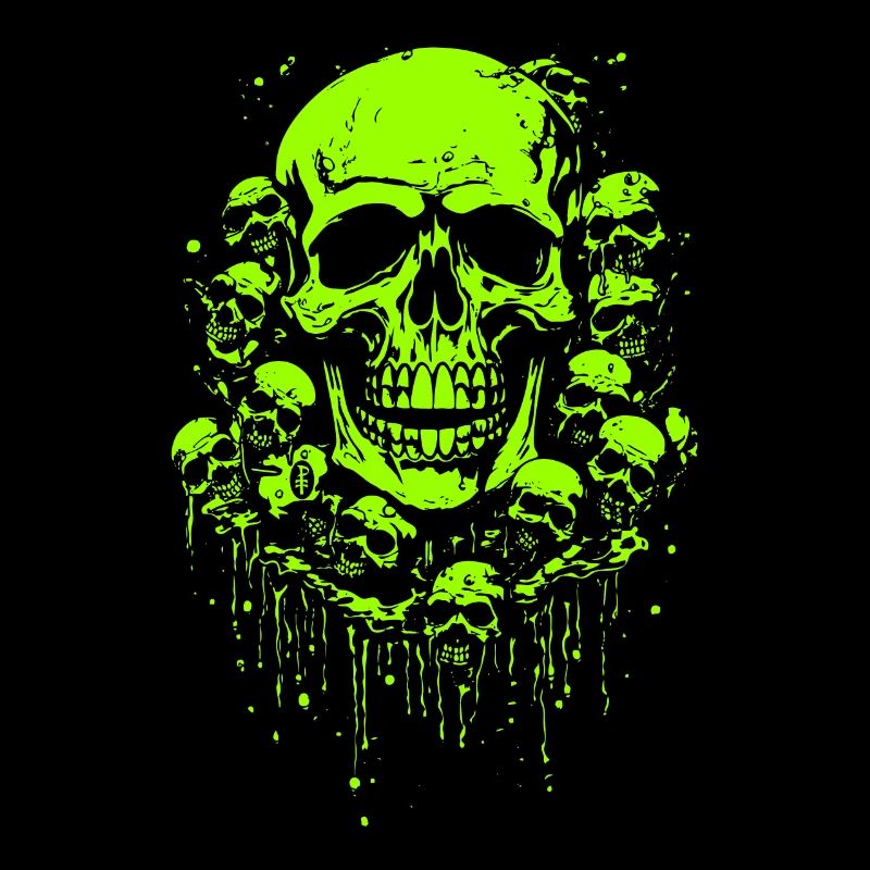 Green slimy funny skulls abound