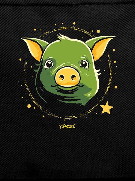 Cute green space pig