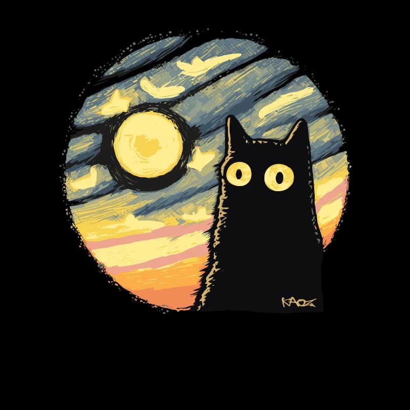 Etoiles clair de lune chat de lune