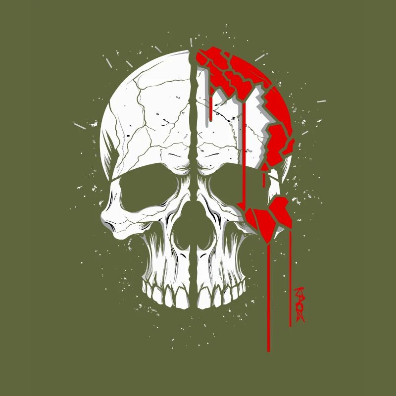 Skull with red paint