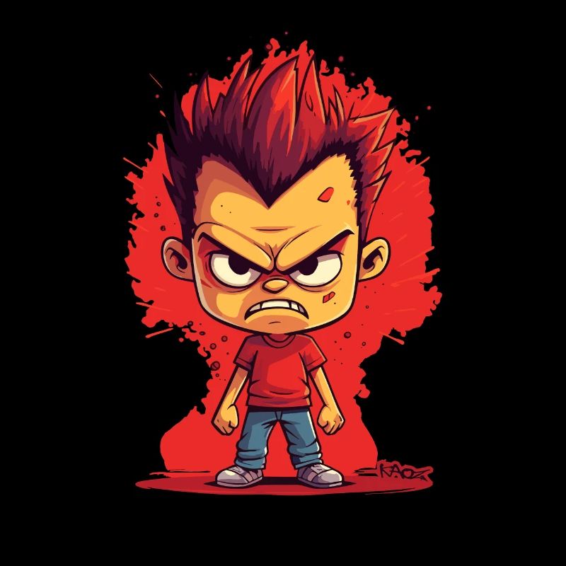 Lustiger wütender Schuljunge in der Schule