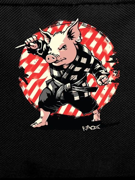 funny checkered martial arts pig