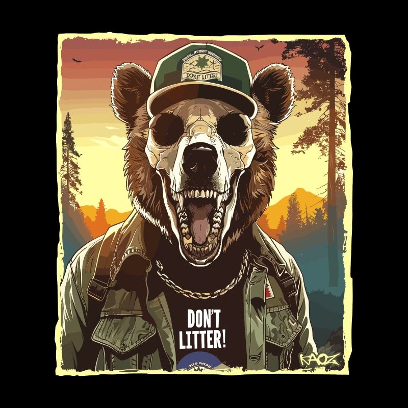 Mountain Ranger Bear, ne laisse pas traîner les ordures