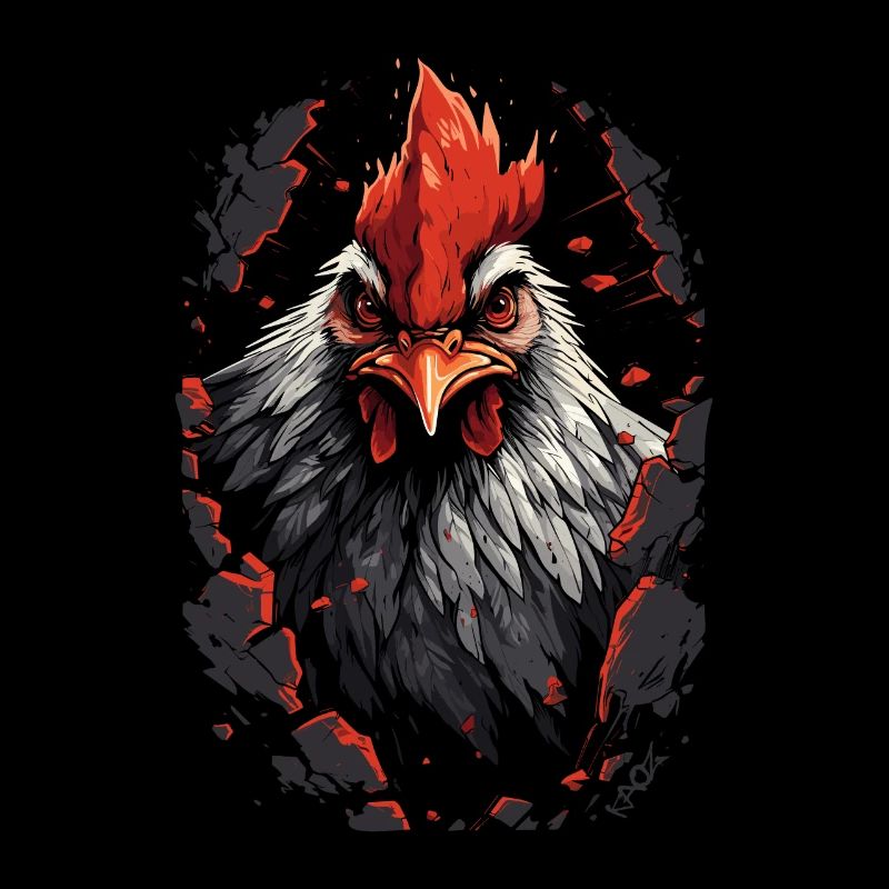 Breaking through walls: strong rooster