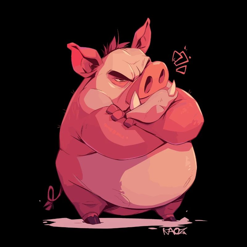 Angry and offended pig