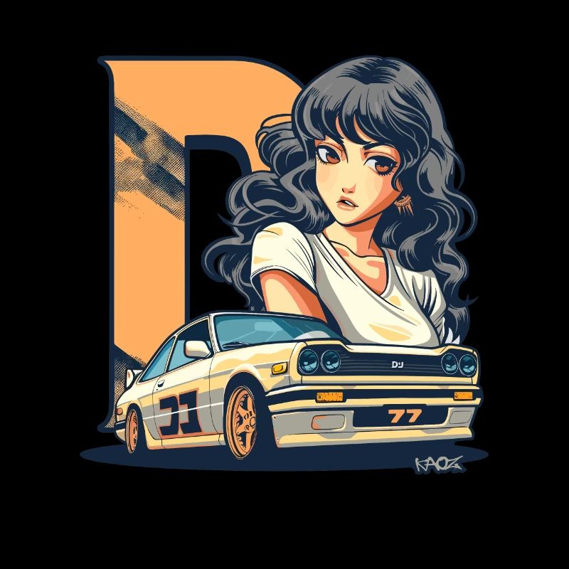 D-like Initial: Retro Japanischer Anime JDM Manga