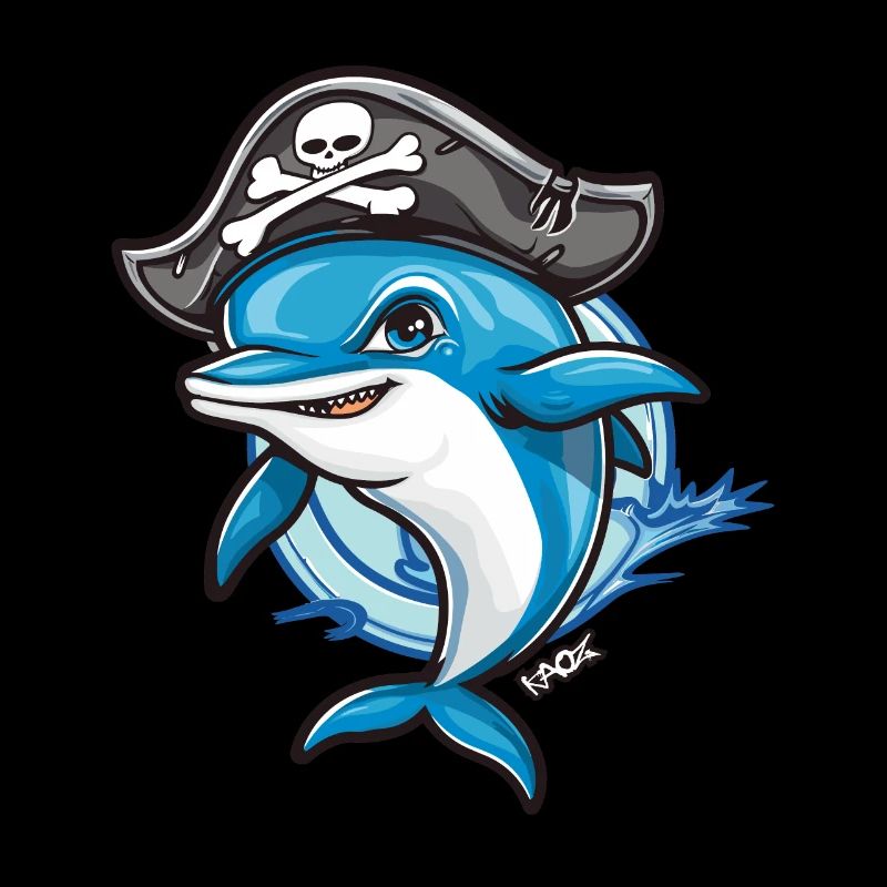 Cartoon Dolphin Pirate