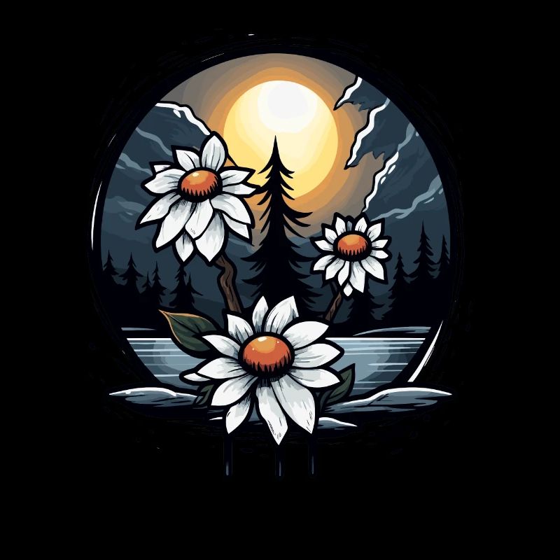 Horror Night: Flowers and Bright Moon
