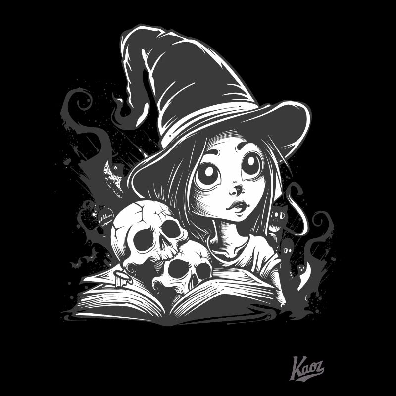 Magicien magique avec crânes et sort