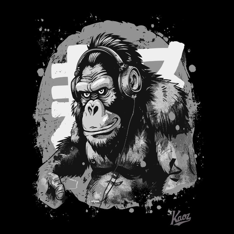 Funky Musik Kopfhörer Schimpansen-Affe