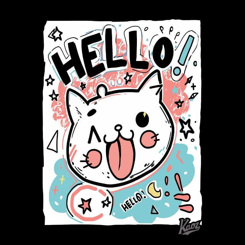 Mignon petit chat blanc dit bonjour