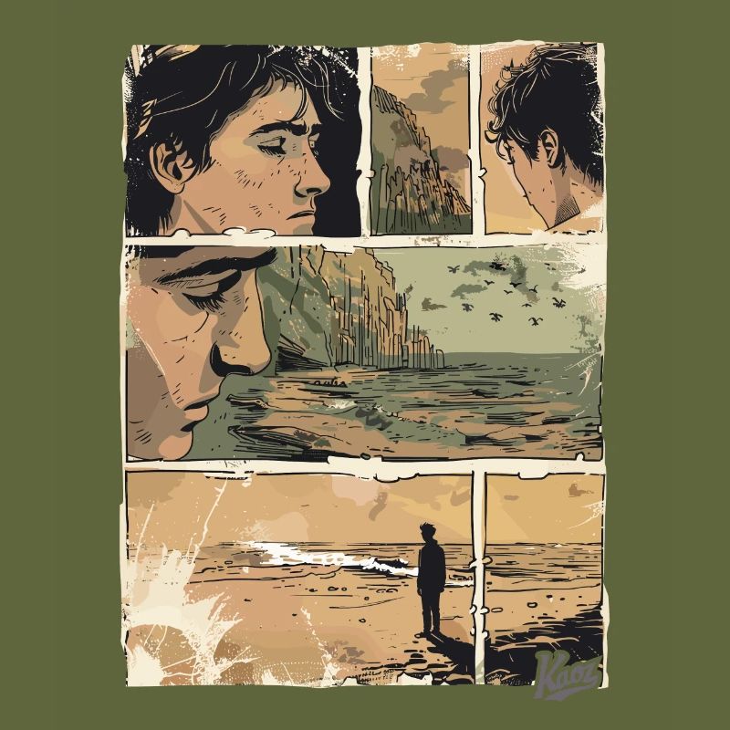 Comic der Einsamkeit am Strand