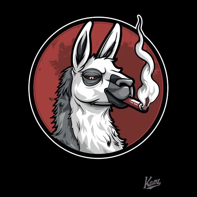 Cool and relaxed, llama smoking a cigar
