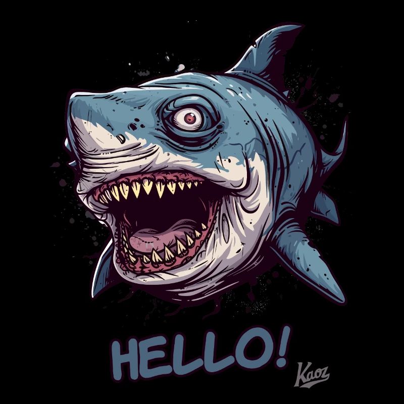 Funny creepy zombie shark says hello