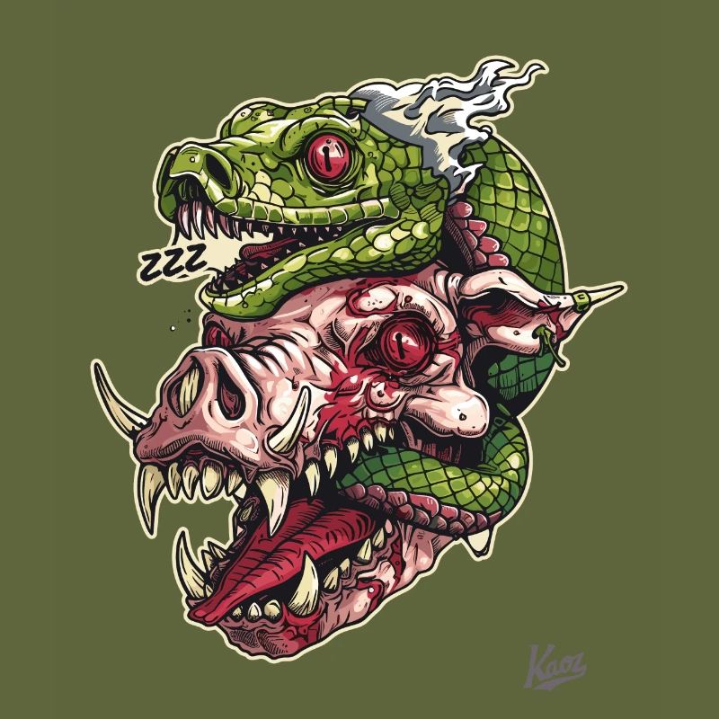 Crâne de serpent à tête de cochon zombie