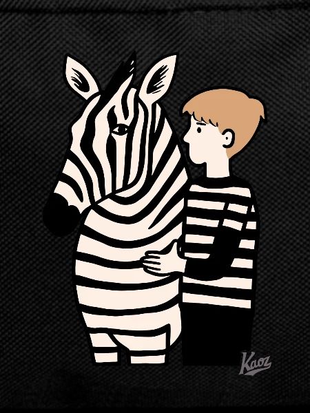Boy with zebra