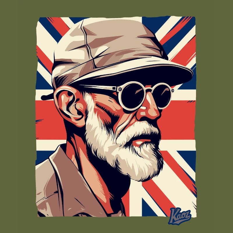 British Old Guy and British Flag