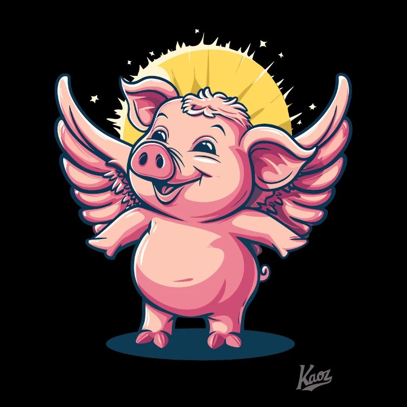 pink angel pig with wings