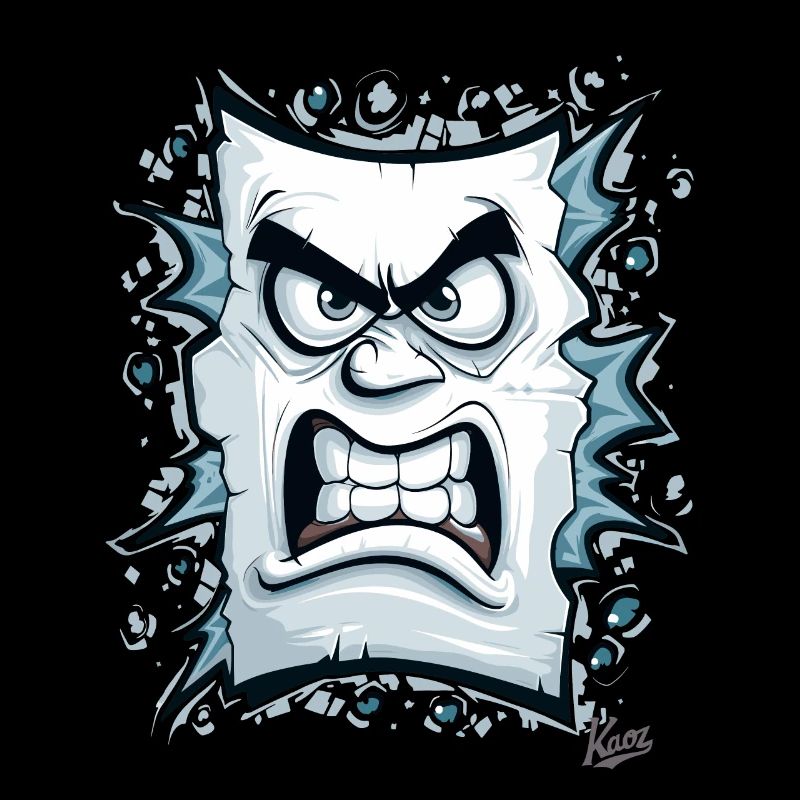 Angry face made of paper