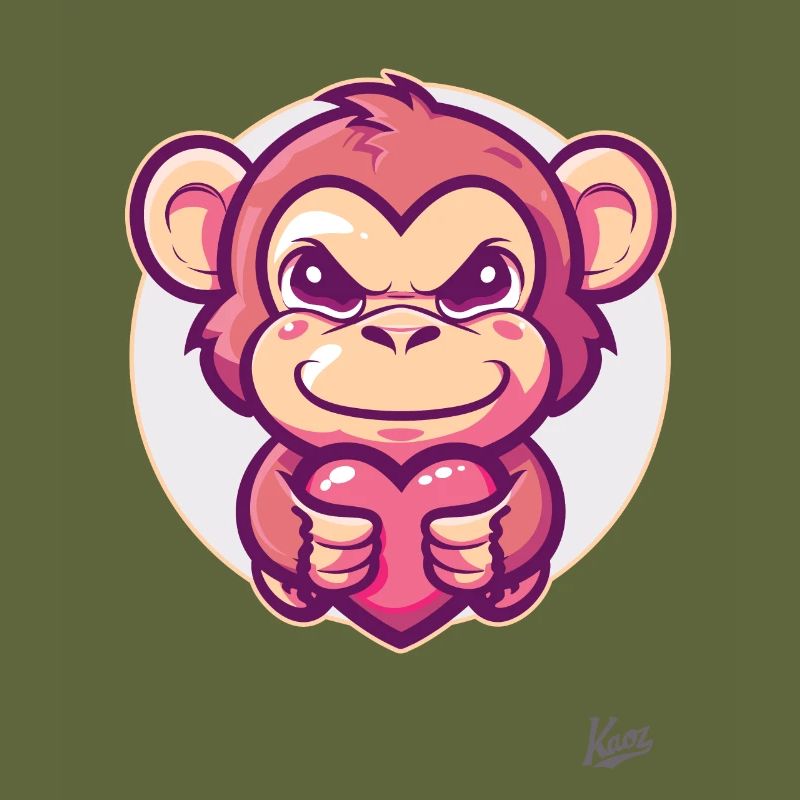 Cute monkey with heart and love