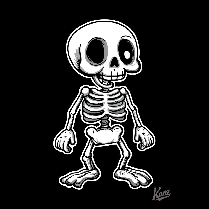 Squelette rétro de dessin animé drôle