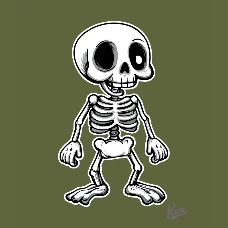 Funny cartoon retro skeleton