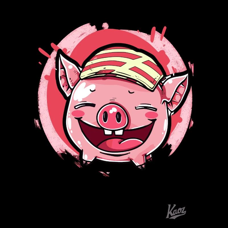 Happy, funny pig